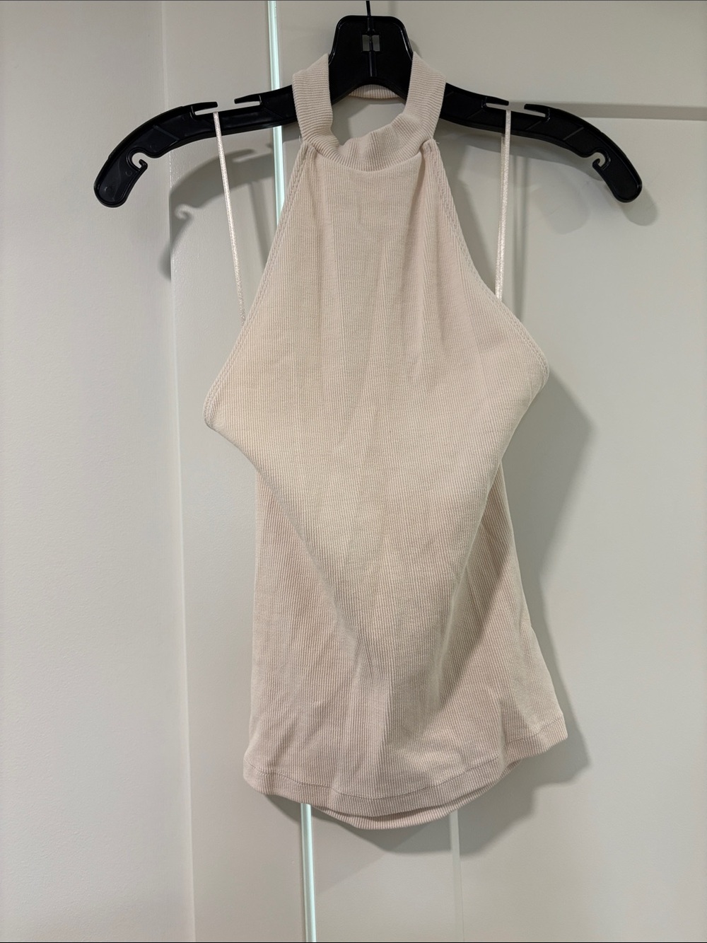 Topshop Cream Halter Ribbed Camisole